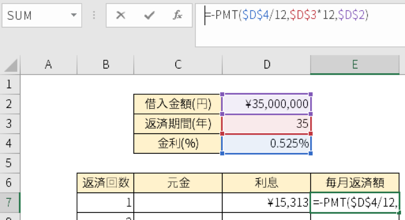 エクセル関数,住宅ローン,利息,計算
